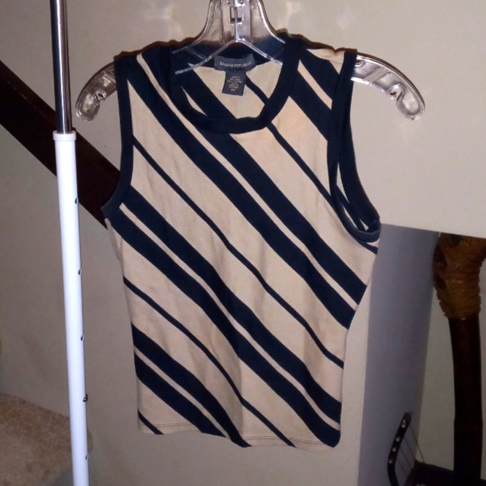 Banana Republic Tan and Black Sleeveless Top